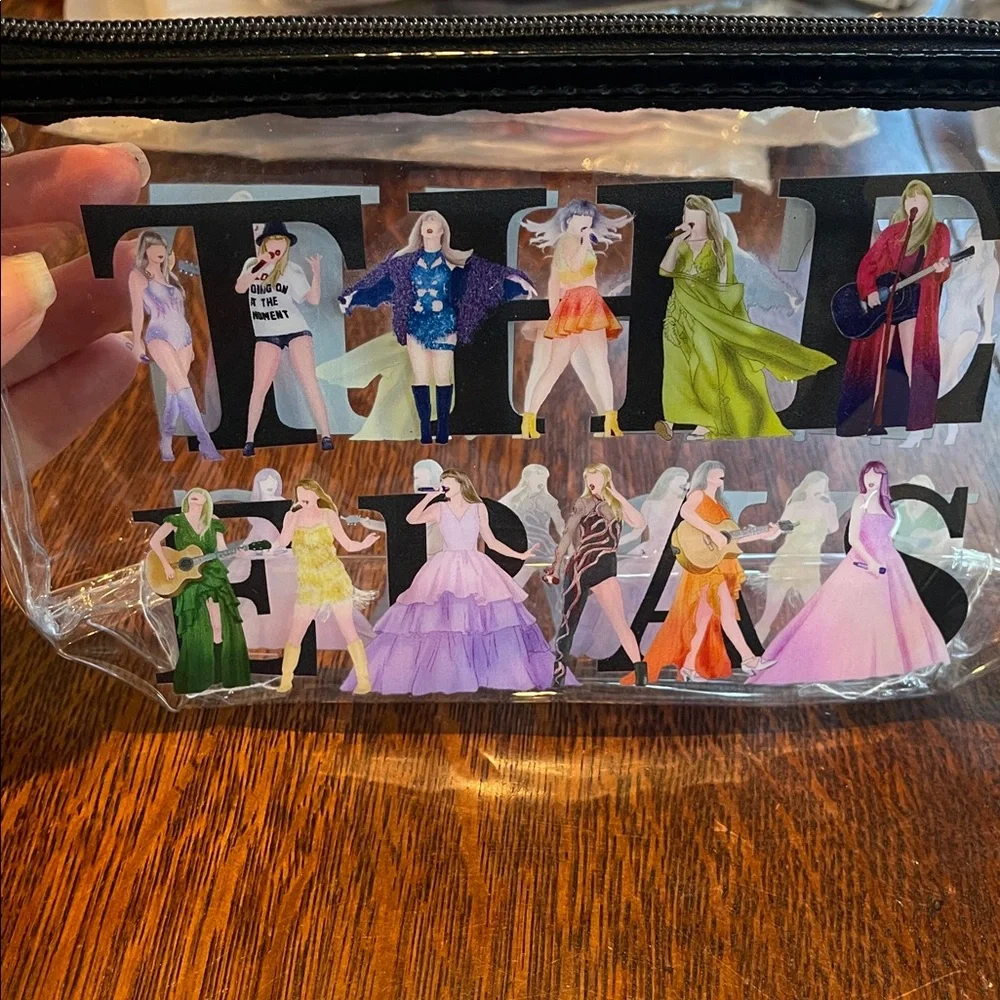 14 Taylor Swift Clear Zipper Pouch organizer wrist strap The Eras nwt